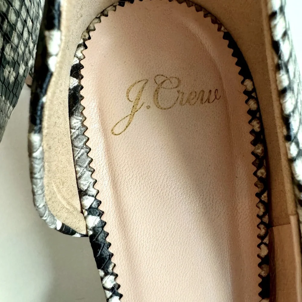J Crew- Lucie Black and white snake embossed leather pump.Made in Italy.Size 10